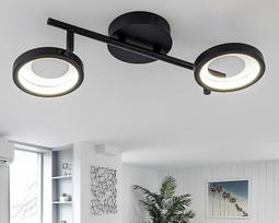 WILON LED lubų šviestuvas, juodas, modernus apvalus lubų šviestuvas su 2 žiedais, lubų apšvietimas 10 W, 4000 K, lubų šviestuvai miegamajam, vaikų kambariui, svetainei, vonios kambariui, prieškambariui