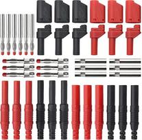 WMYCONGCONG 6 vnt. 4 mm „bananinių“ kištukų (vyriškų) sujungiamų jungčių su „bananinių“ lizdų adapteriais + 6 vnt. 4 mm „bananinių“ kištukų (moteriškų) lizdų + 6 vnt. apvalkalu apsaugotų 4 mm „bananinių“ kištukų, skirtų litavimui, „bananinių“ kištukų rink