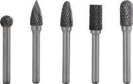 Wolframstahl šlifavimo krašto grąžtai, 6 mm kotas, 10 mm galvutė, ritininių pjoviklių rinkinys formų gamybai ir metalo drožybai, 5 dalių rinkinys