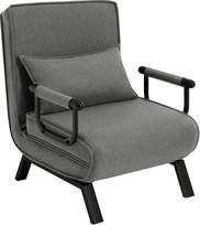 WOLTU sofa-lova "3 viename" su lovos funkcija, sulankstoma kėdė su reguliuojamu atlošu, nuimama pagalvėle, svečių lova, metalinis rėmas, patalynė, 150 kg keliamoji galia, tamsiai pilka