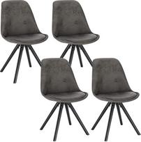 WOLTU® 4 x valgomojo kėdės, 4 vnt. komplektas su audinio sėdimoji dalimi, virtuvės kėdės, medinis rėmas, senovinio odos stiliaus apdaila | Skandinaviškas dizainas, audinio sėdimoji dalis, skirta svetainei, virtuvei, valgomajam, antracito spalvos