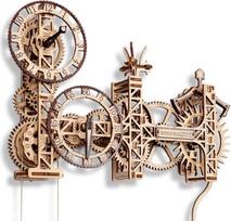 WOODEN.CITY „Steampunk“ sieninis laikrodis – 3D medinis dėlionės rinkinys, kurį galima surinkti savarankiškai, mechaninis modelis su švytuokliniu mechanizmu, 257 detalės, puikiai tinka rankdarbių mėgėjams ir senovinio stiliaus gerbėjams, dekoratyvinis lai