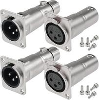 XLR montavimo adapteris, 3-kontaktis XLR „vyriškas“ į „moterišką“ montavimo jungtis su 3-kontaktis XLR „moteriškas“ į „vyrišką“ montavimo jungtimi (4 vnt. rinkinys)