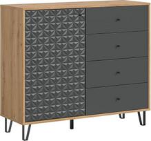 xonox.home "Prisma Highboard" šoninė lenta 110 x 96 x 40 cm (plotis x aukštis x gylis), "Artisan" ąžuolo imitacija ir antracito matas
