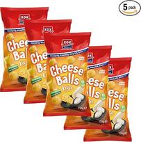 XOX Cheese Balls 150 g | traškūs kukurūzų užkandžiai su tikro sūrio skoniu, 6 % sūrio, be skonio stipriklių ir dirbtinių dažiklių - tikras malonumas (5 pakuotės)