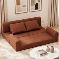 XPSSJMU Konvertuojama sulankstoma sofa-lova, daugiafunkcinė miegamoji kėdė su atminties putomis ir nugaros atrama - nešiojamoji futono sofa svetainei, miegamajam ar mažoms erdvėms, rūdžių rudos spalvos