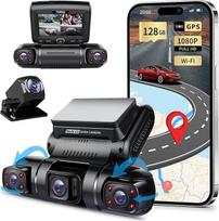 Yabdbg 4 objektyvai Dash Cam Quad 4 x 1080P priekinė, kairioji, dešinioji ir galinė automobilio kamera su GPS WiFi 24/7 parkavimo režimu, FHD infraraudonųjų spindulių naktinio matymo Dash Cam automobilis, 150° platus kampas WDR 3 colių TFT nemokamai 128GB