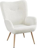 Yaheetech Wingback Chair Modernus fotelis Minkšta kėdė su medinėmis kojomis iki 136 kg maksimalios apkrovos 81 x 73,5 x 98 cm Balta