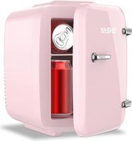 YASHE mini šaldytuvas, 4 litrų talpos mini šaldytuvai kosmetikai, gėrimams, 220 V kintamosios srovės/12 V nuolatinės srovės termoelektrinis vėsinimas ir šildymas, mažas šaldytuvas miegamajam, biurui, bendrabučiui, automobiliui (rožinis)