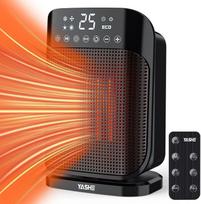 YASHE Ventiliatorinis šildytuvas 1800 W, elektrinis radiatorius su 75° svyravimais, taupantis energiją ir tylus, PTC keraminis šildytuvas su termostatu, apsauga nuo perkaitimo ir pakrypimo, 24 valandų laikmatis, nešiojamas su nuotolinio valdymo pulteliu