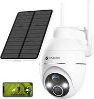 YESKANO 2K lauko belaidė saulės stebėjimo kamera, 360° PTZ, saulės kamera su 2,4 GHz "Wi-Fi", akumuliatoriumi, naktiniu matymu, spalvota, PIR aptikimo funkcija, dvipusio garso funkcija (balta)