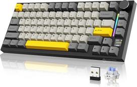 YINDIAO ATTACK SHARK X820 Ultra Gasket Mechanische Tastatur mit TFT-Bildschirm und Knopf, 75% ANSI-Layout, 2,4 GHz/BT/Wired, 5 garsą sugeriančios putos, Hot-Swap, für PC, MAC (Schwarz, Shark Switch)