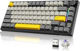 YINDIAO ATTACK SHARK X820 Ultra Gasket Mechanische Tastatur mit TFT-Bildschirm und Knopf, 75% ANSI-Layout, 2,4 GHz/BT/Wired, 5 garsą sugeriančios putos, Hot-Swap, für PC, MAC (Schwarz, Gift Switch)