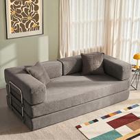 YINIX sulankstoma sofa-lova, 200 cm pločio, XXL lova, modulinė grindų sofa, "Cord Cloud" sofa su metaliniu rėmu, 3 vietų svečių lova, sulankstoma, neslidi, skalbiama (pilka, 200 cm (3 vietos))