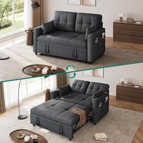YITAHOME sofa lova 182 x 136 cm, sofa su miego funkcija, 5 lygių reguliuojamu atlošu, "3-in-1" sofa lova su 2 pagalvėlėmis ir šonine kišene, sofa lova 2 sėdimoms vietoms svečių kambaryje, pilka