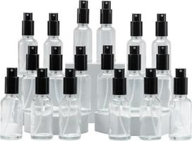 YIZHAO 30 ml skaidraus stiklo buteliukas su purkštuku, skirtas eteriniams aliejams, kosmetikai, vaistams, valymui, aromaterapijai, masažui, plaukams - 18 vnt.