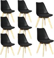 YLGJ&TIDY valgomojo kėdės, 8 vnt. rinkinys, ergonomiškos minkštos kėdės, modernios virtuvės kėdės, tvirtos ir patogios valgomojo kėdės, skirtos svetainei, virtuvei, restoranui (juodos, 8 vnt. rinkinys)