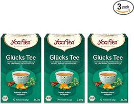 Yogi Tea - Lucky Tea, ajurvedinė ekologiška prieskonių ir vaistažolių arbata, arbatos maišeliai, cinamono, apynių ir apelsinų žievelių mišinys, 3 pakuotės, 3 x 17 maišelių (iš viso 51 arbatos maišelis), idealiai tinka dovanoms