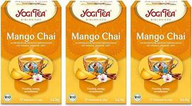 YOGI TEA Mango Chai, ajurvedinė ekologiška vaisių arbata su mangais, apelsinais ir cinamonu, karšta arba šalta, Yogi Tea Pack of 3, 3 x 17 maišelių (51 arbatos maišelis)
