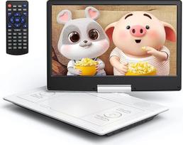 YOTON 16,9 colių nešiojamasis DVD grotuvas su 14,1 colių HD pasukamu ekranu automobiliui, 4-6 valandų atkūrimo laikas su akumuliatoriumi, išmanusis atminties atkūrimas, USB/SD palaikymas (baltas)