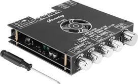 YS-AS21 „Hi-Fi“ stiprintuvas su „Bluetooth“ – mini stereo garso stiprintuvas, 2.1 kanalų, 220 W x 2 + 350 W, stereo mini stiprintuvo modulis su TPA3255 mikroschema ir TB, USB, AUX, DC 18–38 V garsiakalbiams, suderinamas su „YS Audio“ programėle