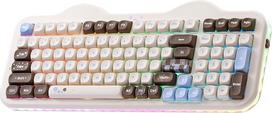 YUNZII C98 belaidė mechaninė klaviatūra (spalva „Choco“, „Milk V2“ linijiniai jungikliai) | Skaitmeninis blokas, BT 5.0/2,4 GHz/USB-C, „hot-swap“ montavimas su tarpikliais, PBT MOA klavišų dangteliai, RGB, miela „tortinė“ klaviatūra, skirta „Windows“ ir „