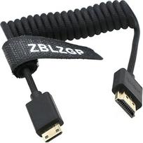 ZBLZGP 8K HDMI kabelis A tipo HDMI 2.1, pintas, suvyniotas į dešinę ir į kairę, skirtas "Sony Canon R5 Nikon Blackmagic Pocket Cinema" kameroms (mini HDMI HDMI, juodas pintas)