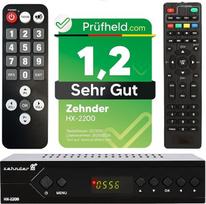 ZEHNDER HX 2200 palydovinis imtuvas + nuotolinio valdymo pultas "Seniors" su PVR įrašymo funkcija, HD funkcija, Full HD HDMI, skaitmeninės televizijos palydovinis imtuvas, skirtas palydovinei antenai