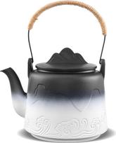 ZENS dizaino japoniškas arbatinukas, 1000 ml gradiento reljefo japoniškas arbatinukas su įmontuotu sieteliu ir kanapių virvės rankena, skirtas žaliosios arbatos žingsneliui, dovana arbatos mėgėjams, juoda ir balta