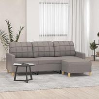 ZEYUAN 3201008 3-vietė sofa su taburete, pilkai ruda, 180 cm, audinio apmušalas, sofos ir kušetės, sofa svetainei, sofa paauglio kambariui, poilsio sofa, sofa miegamajam, minkšta sofa