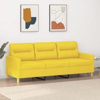 ZEYUAN 359248 3-vietė sofa, šviesiai geltona, 180 cm, audinio apmušalas, sofos ir kušetės, svetainės sofa, sofa paauglio kambariui, poilsio sofa, sofa miegamajam, minkšta sofa