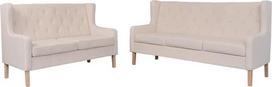 ZEYUAN sofų komplektas, 2 dalių sofa-lova, sofa-lova, sofa su miego funkcija, sofa-lova, sofos ir kušetės, poilsio sofa, audinys – kreminė balta spalva