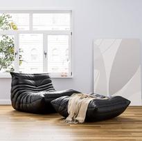 Židinio kėdė su pufu, viengulė sofa ir kojų atrama, poilsio kėdė su pufu, grindų sofos šezlongas, tingus pupelių maišo kėdė svetainei, miegamajam, salonui, mikropluošto odos užvalkalas