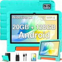 ZIOVO 2026 Vaikiška 10 colių planšetė su "Android 14", 20GB RAM + 128GB ROM (TF 1TB), 5G WiFi 6, aštuonių branduolių, "Widevine L1", vaiko užraktas, 6000 mAh, BT 5.0, GMS sertifikuota, vaikiška planšetė su "Eva" dėklu - žalia