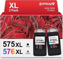 ZIPRINT PG-575XL CL-576XL 575 XL 576 XL atkurtos kasetės, suderinamos su "Canon" spausdintuvų kasetėmis 575 576, skirtomis PIXMA TS3550i TS3551i TR4750i TR4751i (575XL juoda, 576XL spalvota)