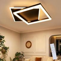 ZMH LED lubų šviestuvas, juodas, 42 W, modernus miegamojo šviestuvas | Reguliuojamo ryškumo svetainės šviestuvas, 3000–6500 K, 48,5 cm, su nuotolinio valdymo pultu, akrilo virtuvės šviestuvas, vidaus lubų apšvietimas virtuvėje, koridoriuje, biure