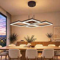 ZMH LED pakabinamas šviestuvas valgomojo stalui, 4 rėmeliai, medžio imitacijos dizainas, 3000 K