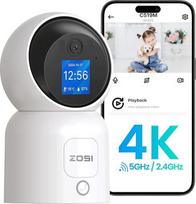 ZOSI 4K WLAN stebėjimo kamera su 1,44 colio monitoriumi, 8 MP vidaus kamera, pasukama 360° kampu, dvipusio vaizdo skambučio funkcija, 2,4/5GHz "WiFi", dirbtinis intelektas aptinka asmenis, C519M