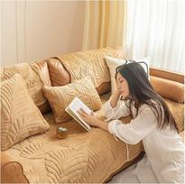 ZTGL sofos užvalkalas, kampinė L formos sofa, pieno spalvos aksominis sofos užvalkalas, sofos užklotas, sofos antklodė, kampinė sofa, 3/2/1 vietų sofa, sofos apsauga, sofos antklodės, sofos apsauginis užvalkalas, neslystantis, rudas, 1 vnt., 70 x 70