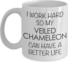 Zubehör Für Schleierchamäleons - Ich Arbeite Hart, Damit Mein Chamäleon Ein Besseres Leben Hat. Tasse Mit Henkel Kaffeetasse Porzellan Tassen 330Ml Für Kaffee Cappuccino Freunde