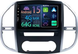 [4+64GB] „Keconsing“ 10,1 colio „Android 15“ automagnetola, skirta „Mercedes-Benz Vito 3 W447“ (2014–2020 m.) modeliams: radijas, „CarPlay“, stereo sistema, belaidis ryšys, „CarPlay“, GPS, automobilių navigacijos ekranas, „Bluetooth“, navigacijos grotuva