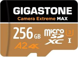 [5 metų nemokamas duomenų atkūrimas] „GIGASTONE“ 256GB „Micro SD“ kortelė, „Camera Extreme Max“, iki 180/150MB/s, „MicroSDXC“ atminties kortelė, skirta „DJI“, „GoPro“, „Insta360“, vaizdo registratoriams, 4K vaizdo įrašams, UHS-I A2 V30
