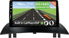 [4GB + 64GB] "Android 14" automobilinis radijas "Renault Megane II" (2002-2008 m.)-[Integruotas "CarPlay"/"Android Car"/"DSP/GPS]-9 colių IPS 2.5D kamera + MIC-DAB/valdymas vairu/"Mirror Link"/"Bluetooth 5.0/360