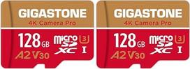 [5 metai nemokamo duomenų atkūrimo] „GIGASTONE“ 128GB „Micro SD“ atminties kortelė, skirta „4K Camera Pro“, greitis iki 100/50MB/s, tinka „GoPro“, „Insta360“, „DJI“, A2 V30 (2 vnt. rinkinys)