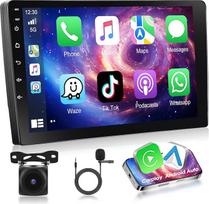 [8 branduolių] „podofo“ 2-DIN automobilių radijas su „iOS CarPlay“ ir „Android“ palaikymu, 4+64G dvigubo DIN formato 9 colių 1280P IPS jutiklinis ekranas, stereo radijas su 32EQ DSP, GPS navigacija, „Wi-Fi“, „Android“ sistema, automobilių ir atbulinės eig