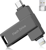 [Be programėlės] 512GB USB atmintinė „iPhone“, sertifikuota pagal MFi standartą, „Lncnnk“ 3-in-1 atmintinė, „Lightning“ USB 3.0 atmintinė nuotraukoms, USB-C atmintinė, skirta „iPhone“/„iPad“/OTG „Android“ mobiliesiems telefonams/„Mac“/kompiuteriams, juod