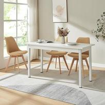 [en.casa] "Den Haag" modernus valgomojo stalas baltas 140 x 60 cm 6 žmonėms Valgomojo stalas Virtuvės stalas Valgomojo stalas MDF plienas