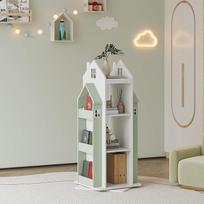 [en.casa] "Vipsali" besisukanti knygų lentyna vaikams, žaislų lentyna, "House Look", besisukanti lentyna su laikymo lentyna, 108 x 40 x 40 cm, mėtų žalia/balta