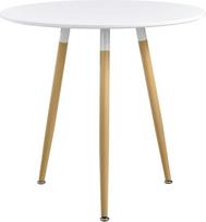 [en.casa] Apvalus valgomojo stalas, baltas, skersmuo 80 cm, retro stiliaus virtuvės stalas, valgomojo stalas