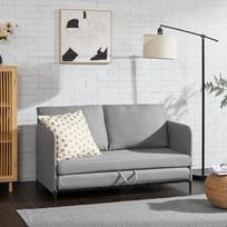 [lt.casa] "Soini" 2 vietų sofa-lova su miego funkcija, minkšta sofa-lova su lovos dėže, išskleidžiama, šviesiai pilka, sulankstoma sofa, putplastis
